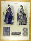 Old Antique Print Ref.249 Ladies Fashion French Toilette Fabric Dress Hat