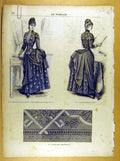 Old Antique Print Ref.251 Ladies Fashion French Toilette Fabric Dress Hat