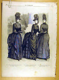 Old Antique Print Ref.253 Ladies Fashion French Toilette Fabric Dress Hat