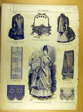 Old Antique Print Ref.267 Ladies Fashion French Toilette Fabric Dress Hat