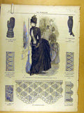 Original Old Antique Print *268 Ladies Fashion French Toilette Fabric Dress Hat