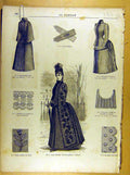 Old Antique Print Ref.269 Ladies Fashion French Toilette Fabric Dress Hat