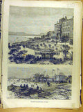 Original Old Antique Print Saint Raphael Var Port Sea Harbour Hotel Beach 1886
