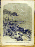 Original Old Antique Print French 1886 Art Arrivee Monaco Nouvelle Route 19th