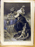 Original Old Antique Print Painting French 1886 Art Passe Temps Dupuis Victorian