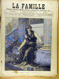 Original Old Antique Print Painting French 1886 Art Marchande Fruits Pompei 19th