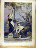 Original Old Antique Print Painting French 1886 Art Jour Recurage Gelos 19th