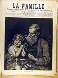 Original Old Antique Print Painting French 1886 Art Tic Toc Girl Watch Pape 19th