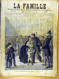 Original Old Antique Print Painting French 1886 Retour Reservistes Valnay 19th