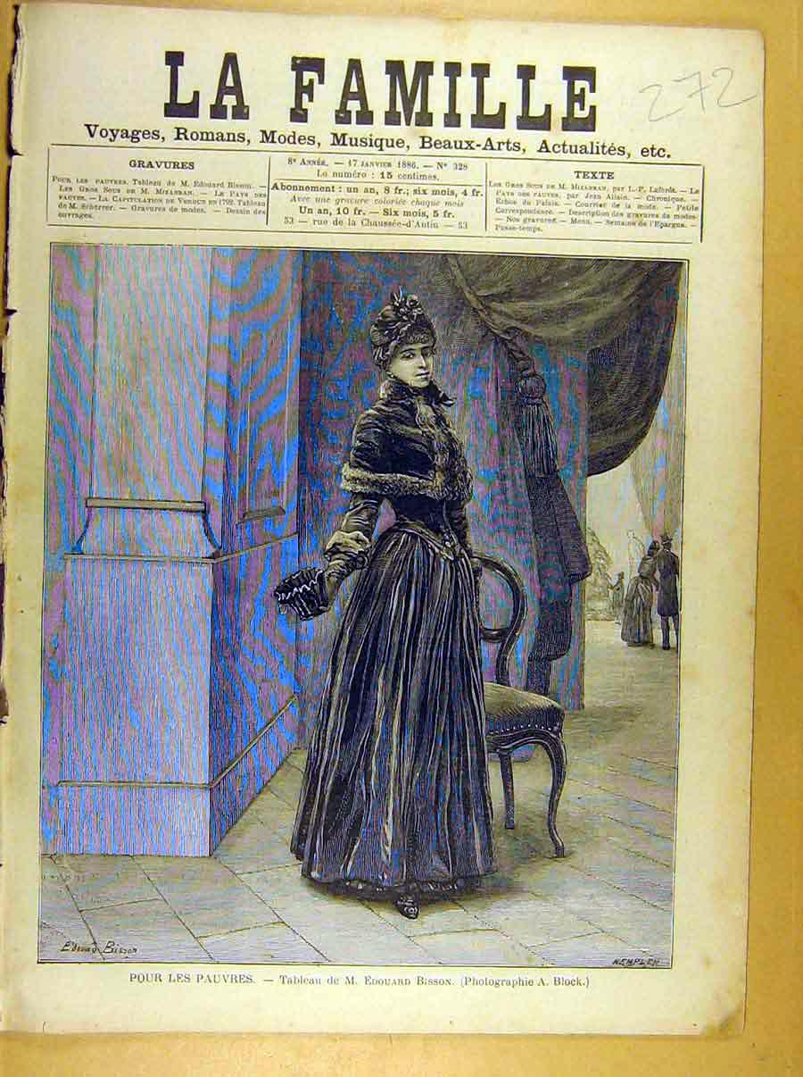 Original Old Antique Print Painting Pour Les Pauvres Bisson Fine Art French