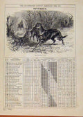 Original Old Antique Print London Almanack Poachers Dog November 1885 Victorian