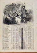 Original Old Antique Print London Almanack August Bunyan Converted Good Women