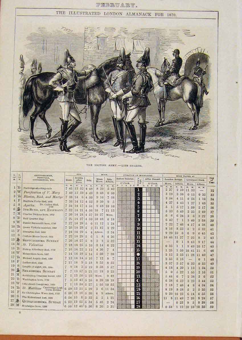 Old Antique Print London Almanack April 1869 Paddle Wooden Steam Frigate 19th
