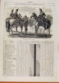 Original Old Antique Print London Almanack 1871 April British Army Hussars 19th