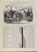 Original Old Antique Print 1870 British Army Lancers Horse July Events Diary