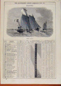 Original Old Antique Print London Almanack French Lugger March 1872 Victorian