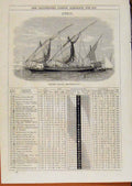 Original Old Antique Print Malteses Felucca Mediterranean 1872 July Events Diary