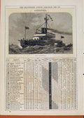 Original Old Antique Print London Almanack October Hms Devastation Ship Boat