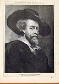 Original Old Antique Print London Almanack 1879 Peter Paul Rubens Self Portrait