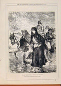 Original Old Antique Print London Almanack 1881 Irish Sketches Going To Church