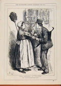 Original Old Antique Print London Almanack 1881 Paris Sketches La Concierge 19th