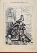 Original Old Antique Print London Almanack 1882 Disappointed Maid 19th