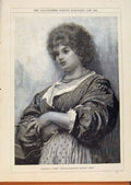 Original Old Antique Print London Almanack 1882 Catarina Portrait 19th