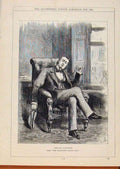 Original Old Antique Print London Almanack Bachelor Portrait