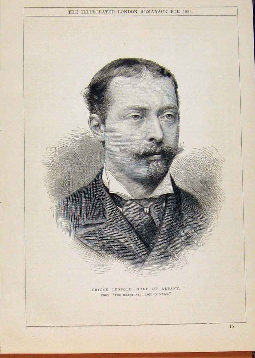 Original Old Antique Print London Almanack Prince LeopDuke Albany 1883 Victorian