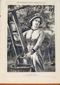 Original Old Antique Print London Almanack Daughter Eve 1883 Portrait Victorian