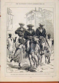 Original Old Antique Print London Almanack Jack Tars Recreations Port Said 1883