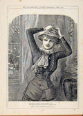 Original Old Antique Print London Almanack Young Lady Dressing For Pride 1884