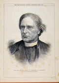 Original Old Antique Print London Almanack Rev Benson Archbishop Canterbury 1884