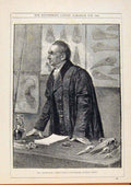 Original Old Antique Print London Almanack The Professor 1884 Portrait Victorian