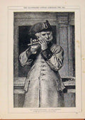 Original Old Antique Print London Almanack British Grenadier Bandsman 1884 19th