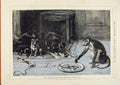 Original Old Antique Print London Almanack Petty Larceny Monkey Eating Dog Food
