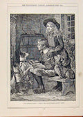 Original Old Antique Print London Almanack Children And Pet Dogs 1886 Victorian
