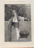 Original Old Antique Print London Almanack Sweet Oranges 1886 19th