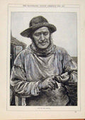 Original Old Antique Print London Almanack Out His Depth Man Portrait 1887 19th