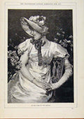 Original Old Antique Print London Almanack Time The Empire Young Lady 1890 19th