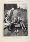 Original Old Antique Print London Almanack Early Navigators Young Boys 1890 19th
