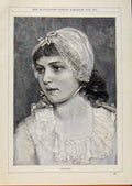Original Old Antique Print London Almanack Gretchen Young Lady 1892 Victorian