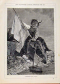 Original Old Antique Print London Almanack Signalling For A Pilot Young Boy 1892