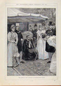 Original Old Antique Print London Almanack Queen In Grounds Marlborough House