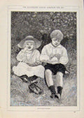 Original Old Antique Print London Almanack Lady Golfer 1893 19th