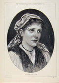 Original Old Antique Print London Almanack Florentine Girl 1894 19th