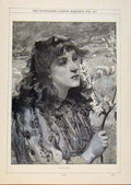 Original Old Antique Print London Almanack Spring Scene 1895 19th