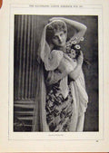 Original Old Antique Print London Almanack Marguerite 1895 Lady Portrait 19th