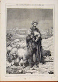 Original Old Antique Print London Almanack Shepherd Jerusalem 1864 Victorian