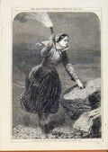 Original Old Antique Print London Almanack Beacon By Absolon 1865 19th